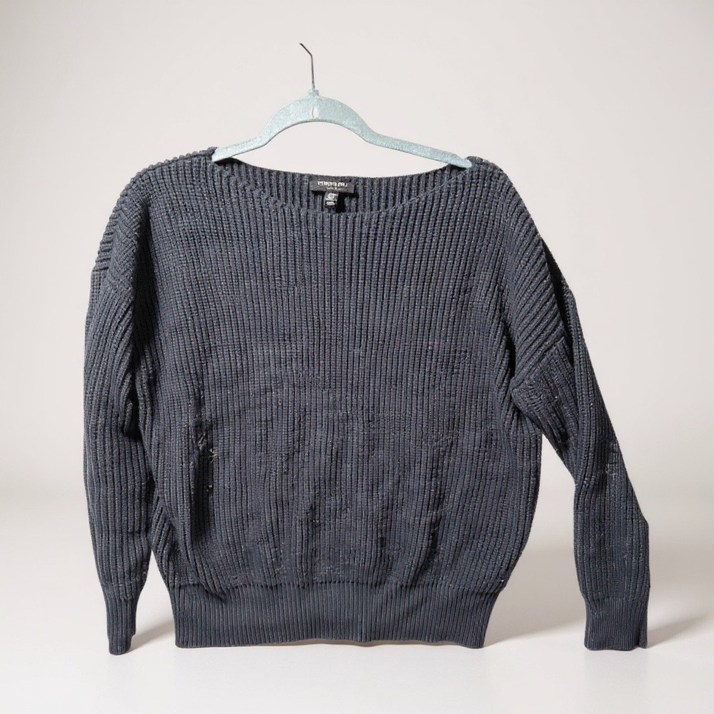 Kenneth Cole New York Women's Navy Blue Ribbed Boat Neck‎ Long Sleeve Sweater XL